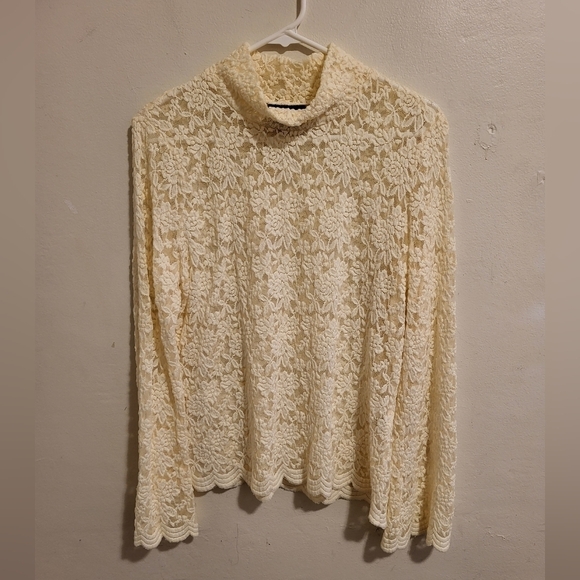 MetroStyle Lace Mock Neck Top (Size L) - Picture 1 of 5